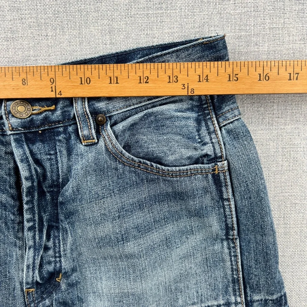 We The Free People Distressed Denim Cut Off Shorts Women Size 27 Button Fly Boho